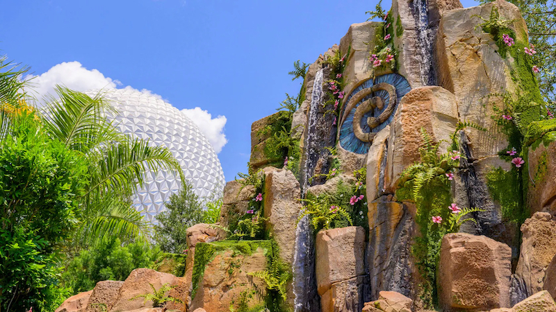 Cenário da atração Moana: Journey of Water no Epcot da Disney Orlando